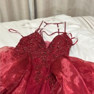 Elegant Red Beaded Gown